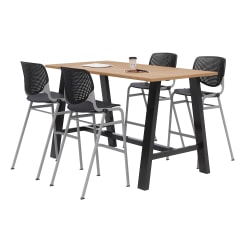 KFI Studios Midtown Bistro Table With 4 Stacking Chairs, 41"H x 36"W x 72"D, Kensington Maple/Black