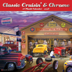 2026 Willow Creek Press Art & Design Monthly Wall Calendar, 12" x 12", Classic Cruisin' & Chrome, January To December, 50743