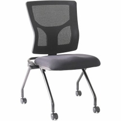 Lorell Conjure Mesh Training Chairs - Polyurethane, Molded Foam, Fabric Seat Material - Black - 2 / Carton