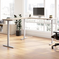 Bush Business Furniture Move 60 Series 72"W Height Adjustable L Shaped Standing Desk, Natural Elm/Cool Gray Metallic, Standard Delivery