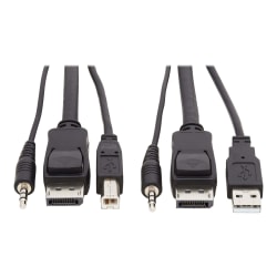 Tripp Lite DisplayPort KVM Cable Kit 3 in 1 4K USB 3.5mm Audio 3xM/3xM 10ft - 60 MB/s - Supports up to 3840 x 2160 - Gold Plated Contact - Black