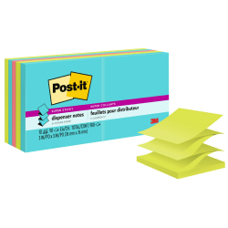 Post-it Super Sticky Pop Up Notes, 3 in x 3 in, 10 Pads, 90 Sheets/Pad, 2x the Sticking Power, Supernova Neons Collection