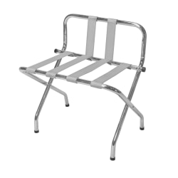 CSL High Back Metal Luggage Racks with Back Webbing, 26"H x 24"W x 16"D, Chrome/Silver, Pack Of 6 Racks