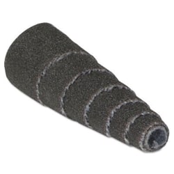 Carborundum Aluminum Oxide Full Taper Spiral Rolls, 3/8" x 1-1/2" x 1/8", Black, Pack Of 100 Rolls
