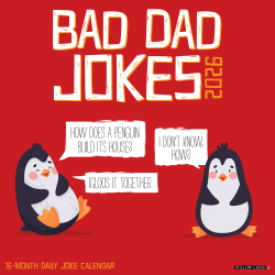 2026 Willow Creek Press Humor & Comics Monthly Wall Calendar, 12" x 12", Bad Dad Jokes, January To December, 50033