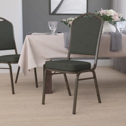 Flash Furniture HERCULES Series Crown Back Stacking Banquet Chair, Green Patterned/Goldvein