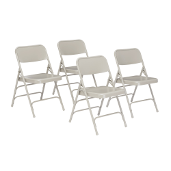 National Public Seating 300 Series Steel Folding Chairs, Gray, Set Of 4 Chairs
