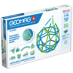 Geomag Classic Magnetic Building Set, Green Line Color, 142 Pieces