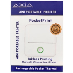AXIA Bluetooth Mini Portable Thermal Printer, 4"H x 3"W x 2"D, White, Total Qty 1