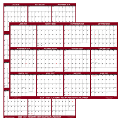 2026-2027 SwiftGlimpse Academic Monthly Wall Calendar, 18" x 24", Maroon/White, July To June, Total Qty 1