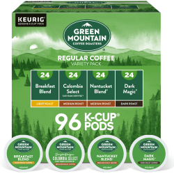 Green Mountain Coffee® Single-Serve Coffee K-Cup®, Regular Variety Pack, Carton of 96,  4 x 24 Per Box