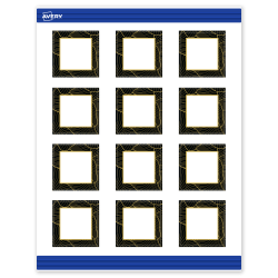 Avery® Printable Cards With Sure Feed® Technology, 2" x 2", Matte White With Black Border with Gold Pattern, Pack Of 120
