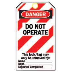 Brady® Lockout Tags, Danger Do Not Operate, 5 3/4"H x 3"W, Red/White/Black, Pack Of 25
