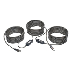 Eaton Tripp Lite Series 50ft USB 2.0 Hi-Speed Active Repeater Cable USB-A to USB-B M/M 50' - USB cable - USB Type B (M) to USB (M) - USB 2.0 - 50 ft - active, molded - silver