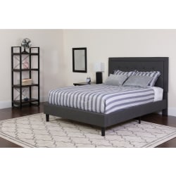 Flash Furniture Roxbury Panel Tufted Upholstered Platform Bed and Memory Foam Pocket Spring Mattress, Queen, 50-3/4"H x 65-3/4"W x 85-3/4"L, Dark Gray