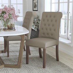 Flash Furniture Hercules Series Leathersoft Parsons Chair, Beige