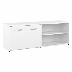 Bush® Business Furniture Hybrid Low Storage Cabinet With Doors And Shelves, 21-1/4"H x 59-3/16"W x 15-3/4"D, White, Standard Delivery