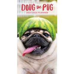 2025 Willow Creek Press 2-Year Monthly Checkbook/Calendar, 3-1/2" x 6-1/2, Doug The Pug, January 2025 To December 2026, 46968