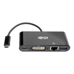 Tripp Lite USB C to DVI Multiport Adapter Converter Docking Station Thunderbolt 3 Compatible USB Type C to DVI, USB-C, USB Type-C - for Notebook/Tablet PC/Desktop PC/Smartphone