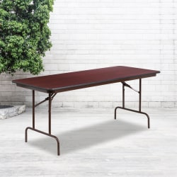 Flash Furniture High-Pressure Laminate Folding Banquet Table, 30"H x 30"W x 72"D, Mahogany