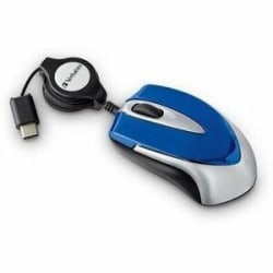 Verbatim USB-C Mini Optical Travel Mouse-Blue - Optical - Cable - Blue - USB Type C - 3 Button(s) - 1