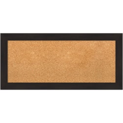Amanti Art Rectangular Non-Magnetic Cork Bulletin Board, Natural, 34" x 16", Furniture Espresso Narrow Plastic Frame