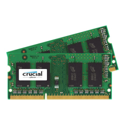Crucial 8GB (2 x 4 GB) DDR3 SDRAM Memory Module - For Notebook - 8 GB (2 x 4GB) - DDR3-1600/PC3-12800 DDR3 SDRAM - 1600 MHz - CL11 - 1.35 V - Non-ECC - Unbuffered - 204-pin - SoDIMM - Lifetime Warranty