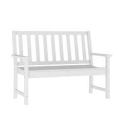 Flash Furniture Ellsworth Commercial Grade All Weather Indoor/Outdoor Recycled HDPE Bench with Contoured Seat, White