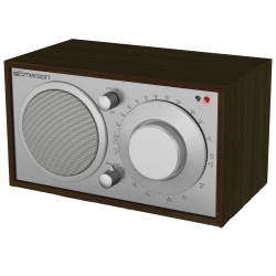 Emerson Tabletop ER-7001 AM/FM Radio with Built-in Speaker, 8.7"H x 7"W x 5.9"D, Brown