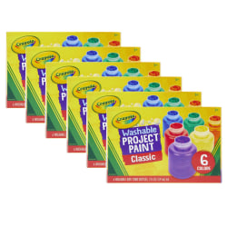 Crayola® Washable Project Paint, 2 Oz, Assorted Colors, 6 Bottles Per Box, Set Of 6 Boxes
