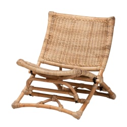 bali & pari Herrara Modern Bohemian Foldable Lounge Chair, 27-5/8"H x 26-7/16"W x 27-5/8"D, Natural Brown/Antique Rattan