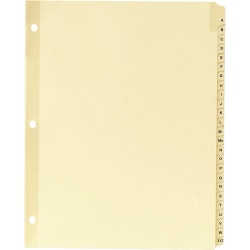 Sparco A-Z Clear Plastic Index Dividers, 8 1/2" x 11", A-Z, Buff