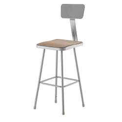 National Public Seating Hardboard Task Stools With Backs, 45"H, Gray/Brown, Pack Of 2 Stools