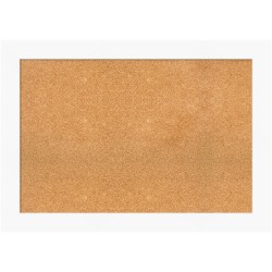 Amanti Art Rectangular Non-Magnetic Cork Bulletin Board, Natural, 41" x 29", Cabinet White Plastic Frame
