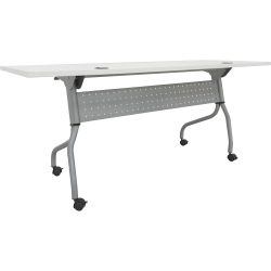 Lorell® Preference Series 72"W Flip-Top Training Table, White/Silver