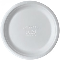 Eco-Products Vanguard Sugarcane Plates, 10", White, Pack Of 500 Plates