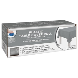 Amscan Boxed Plastic Table Roll, Silver, 54" x 126’