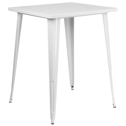 Flash Furniture Commercial Grade 31.5" Square Metal Indoor-Outdoor Bar Height Table, White