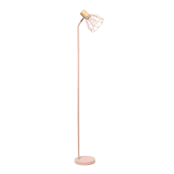 Simple Designs Industrial Farmhouse Fusion Adjustable Cage Wire Accent Floor Lamp, 55-15/16"H, Light Pink