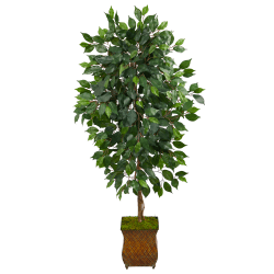 Nearly Natural Ficus 51"H Artificial Plant With Metal Planter, 51"H x 21"W x 19"D, Green/Brown