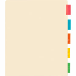 Sparco Ring Binder Pocket Tab Dividers, 8 1/2" x 11", Assorted, Set Of 5