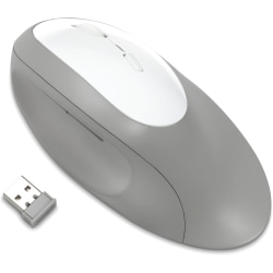 Kensington Pro Fit Ergo Wireless Mouse-Gray - Wireless - Bluetooth/Radio Frequency - 2.40 GHz - Gray - USB - 1600 dpi - 5 Button(s)