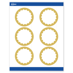 Avery® Print-To-The-Edge Labels With Sure Feed® Technology, S00-DK0-PRWMP10, Round, 3", Matte White, Preprinted Gold Dots Edge Design, Pack Of 60