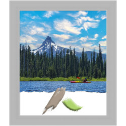 Amanti Art Wood Picture Frame, 24" x 28", Matted For 20" x 24", Brushed Sterling Silver