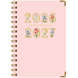 2026-2027 Excello Brands 15-Month Weekly/Monthly Academic Year Large Print Planner, 5" x 8", Pink Gold Numbers, May To June, Total Qty 1