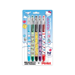 RSVP Ballpoint Pen, Hello Kitty & Friends, Limited Edition, (0.7mm) Fine Line, Asstd Ink (A/B/D/V/S), 5-Pk