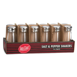 Tablecraft Salt And Pepper Shakers With Mushroom Tops, 3 Oz, Clear, Pack Of 12 Shakers