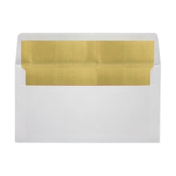 LUX Photo Greeting Foil-Lined Invitation Envelopes, A7, Peel & Stick Closure, White/Gold, Pack Of 1,000