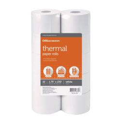Office Depot® Brand Thermal Paper Rolls, 1-3/4" x 230', White, Pack Of 10