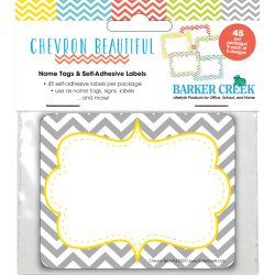 Barker Creek Self-Adhesive Name Badge Labels, 3 1/2" x 2 3/4", Chevron Beautiful, Pack Of 45